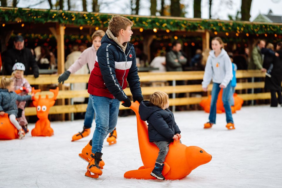 Schaatsers op de ijsvloer