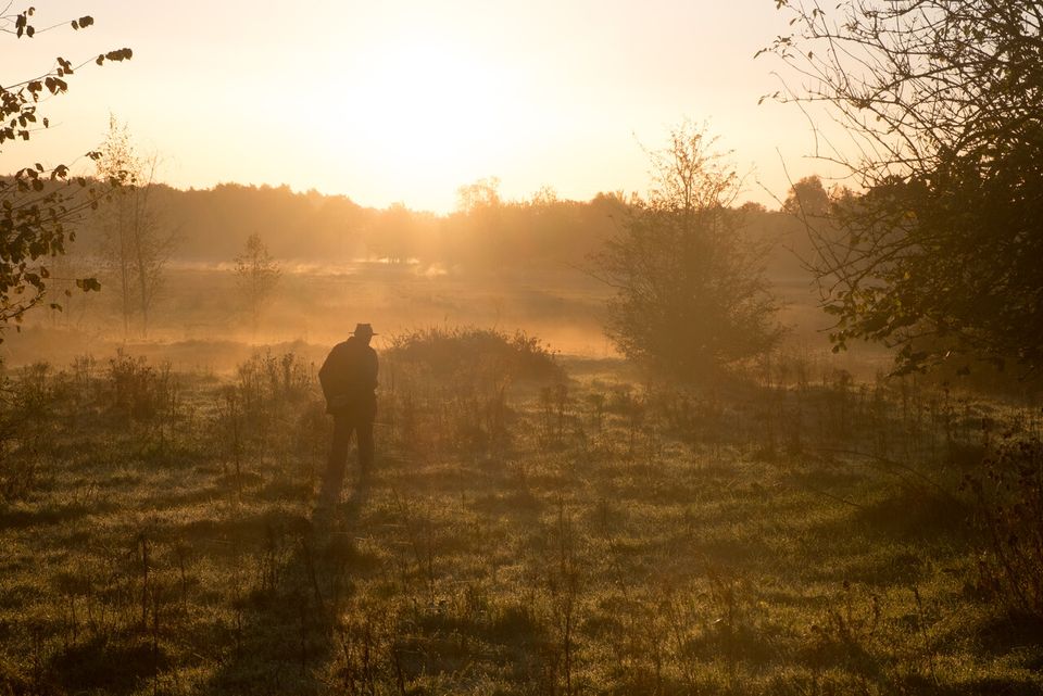 Frans Kapteijns in de Oisterwijkse Bossen en Vennen tijdens zonsopgang