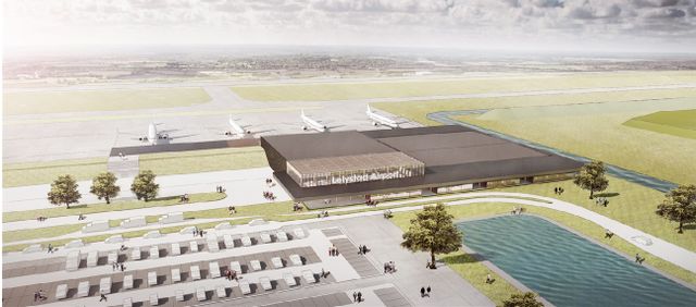 Terminal 1 op vliegveld Lelystad Airport in Flevoland