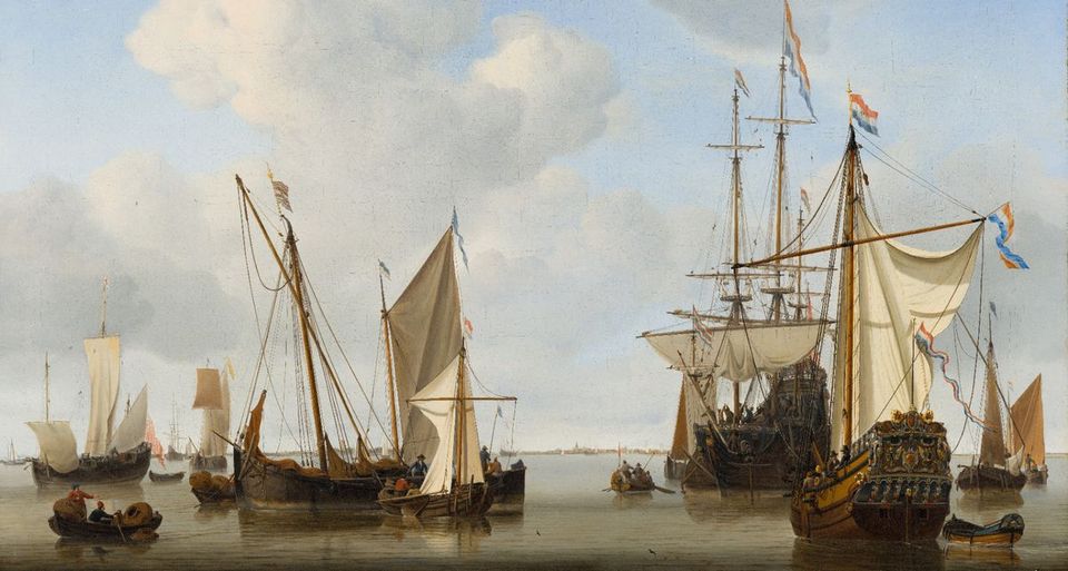 Schepen op de rede, Willem van de Velde de Jonge (1658).