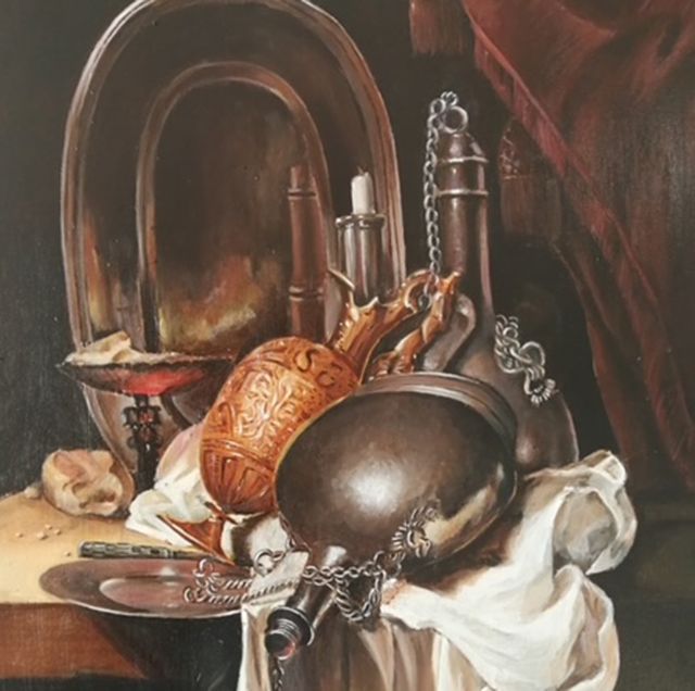 Antoon van den Broek, stilleven met flessen
