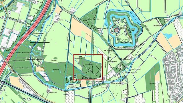 Overzichtskaart afgesloten gebied Amelisweerd vanwege takbreuk