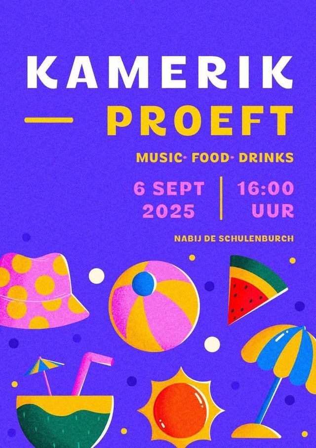 Flyer over Kamerik proeft met datum 6 september en tijd 16:00 uur