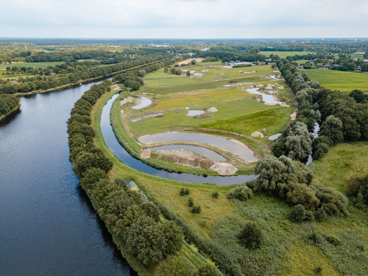 Dronebeeld natuurgebied in aanleg 't Gulden Land