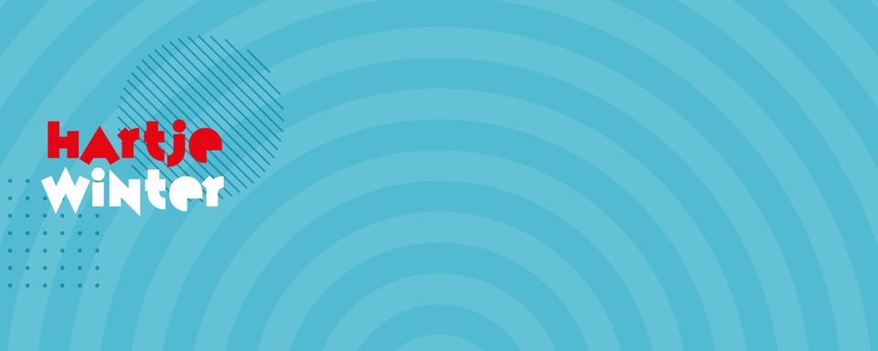 Banner hartje winter met blauwe banen en links staat het logo van hartje winter