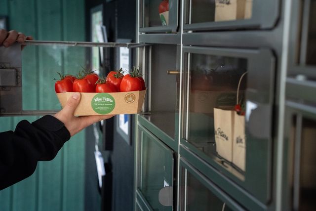 Tomaten automaat bij Wim Peeters kwekerijen
