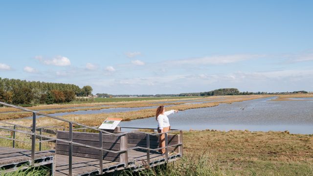 Vrouw staat bij uitkijkpunt Paardengat