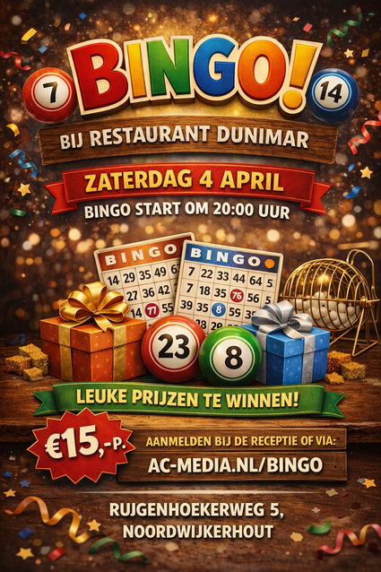 Flyer van de bingo avond