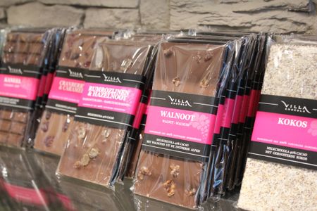 Collectie chocoladerepen bij Villa Chocola