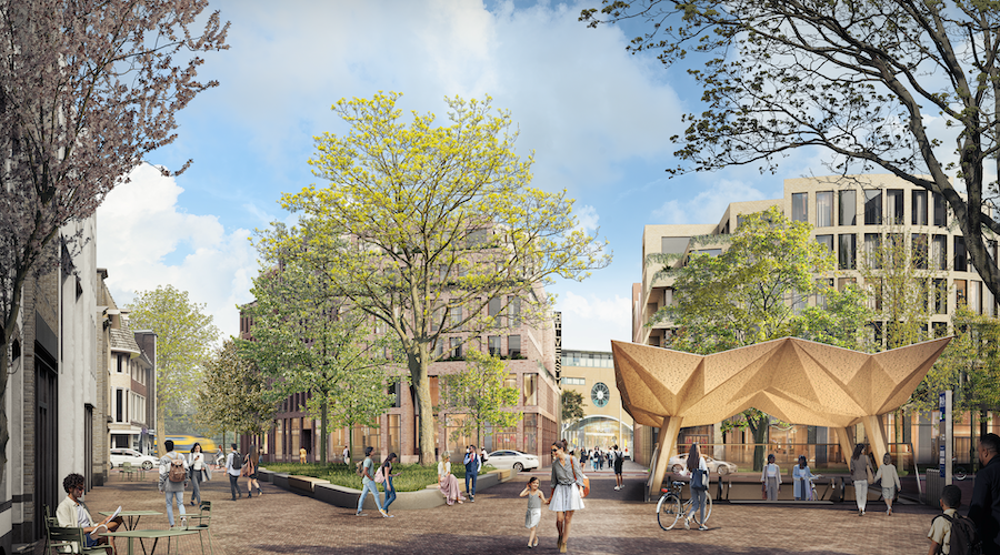 tekening van het stationsgebeid van de toekomst