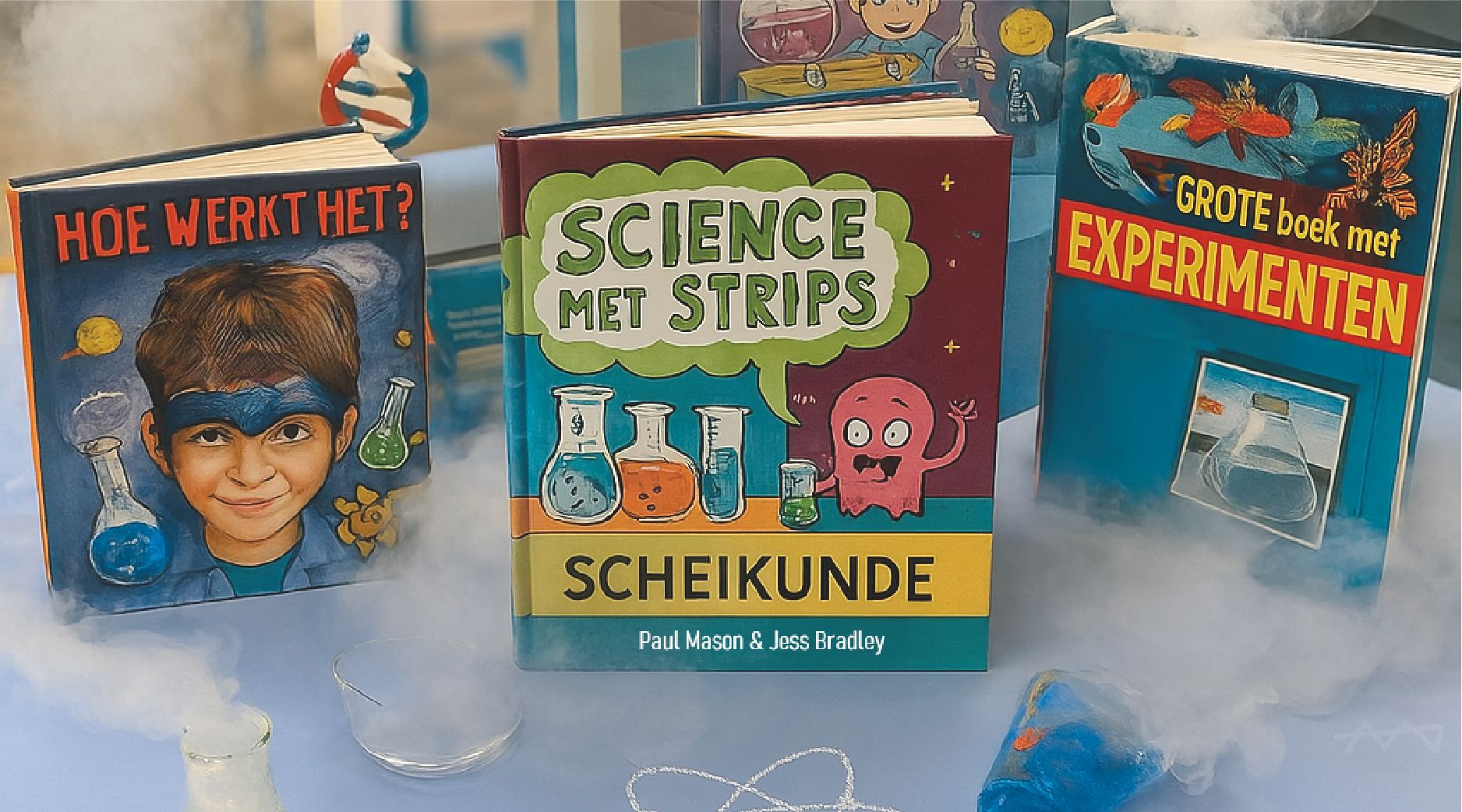Boeken met rook ertussen