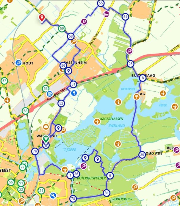 Rondje Kaag met pontjes - kaart