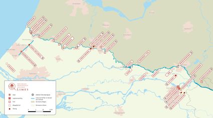 kaart van het Nederlandse deel van de Limes
