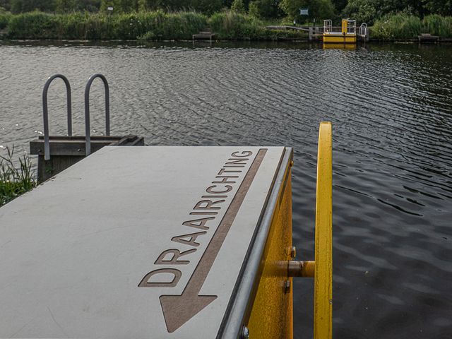 De draairichting van de lier is duidelijk weergegeven