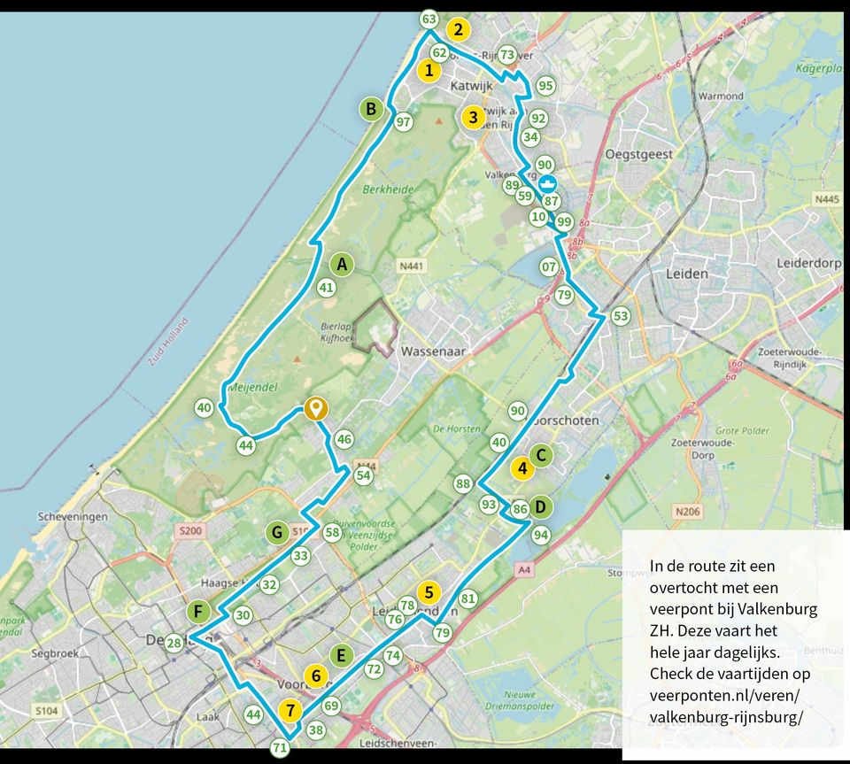 Routekaart fietstocht Romeins erfgoed - Wassenaar