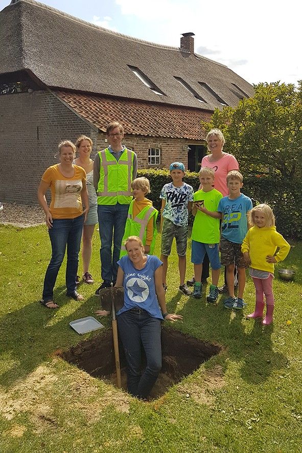 Opgraving in een particuliere tuin.