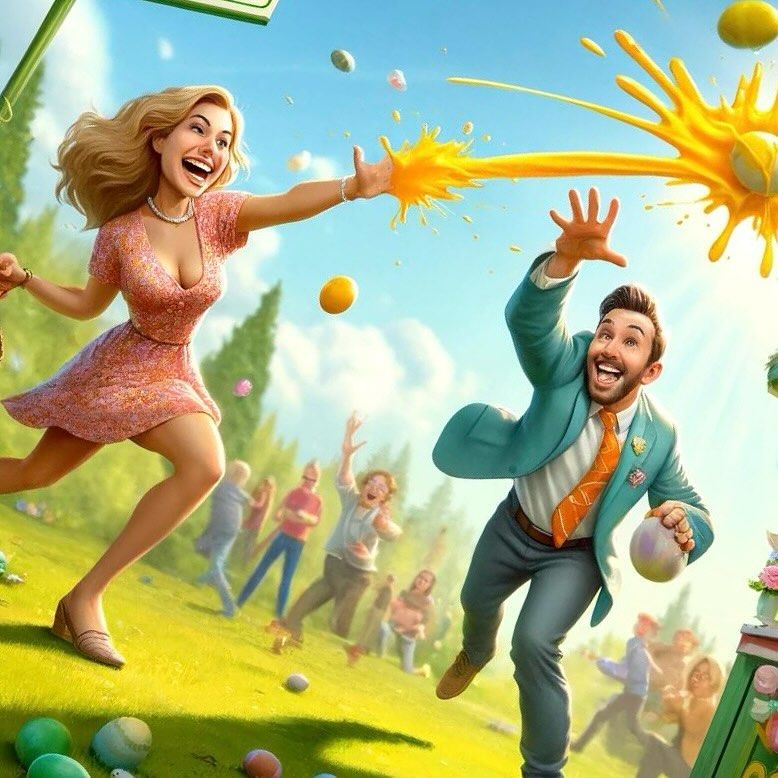 Tekening paaseieren werpen