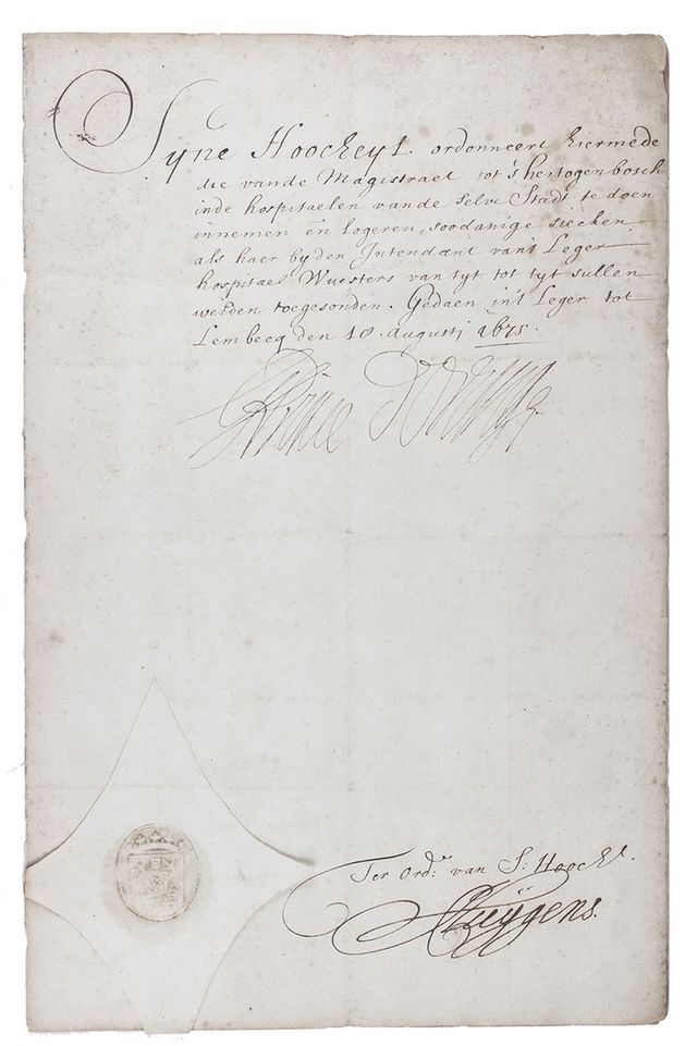 Brief van stadhouder Willem III aan Den Bosch
