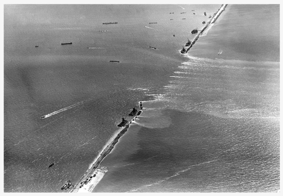 Oude foto van het Zuiderzee project