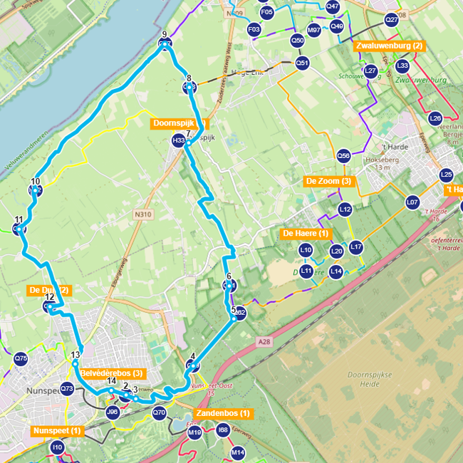 Blauwe route Nunspeet Doornspijk