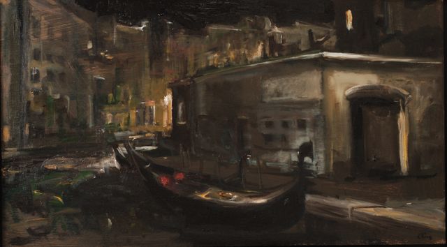 Douwe Elias - Venetië bij nacht (45x80, olieverf op paneel)