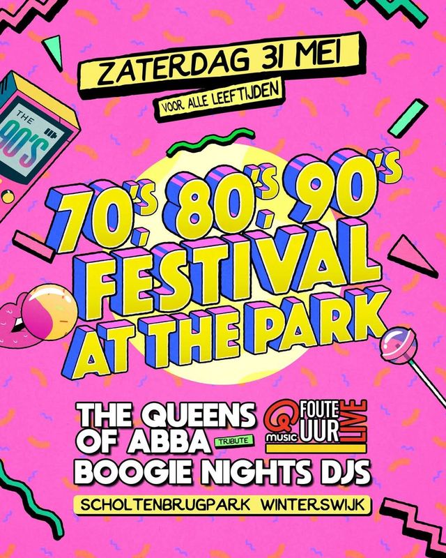Flyer 70's, 80's & 90's festival at the park