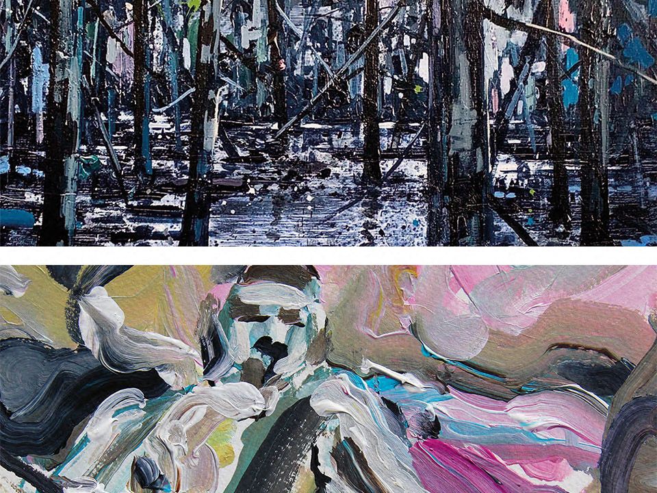 Tentoonstelling met schilderijen van kunstenaars Coen van Ham en Hugo Tieleman