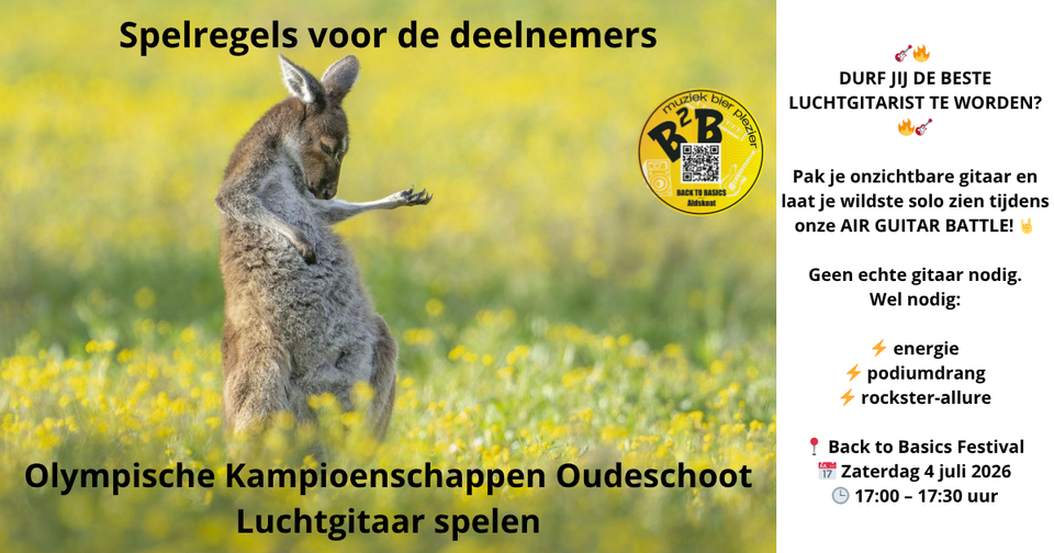 Aanmelden kan via: https://www.dedriepilaren.com/b2b-festival-2026/luchtgitaar-aanmelden