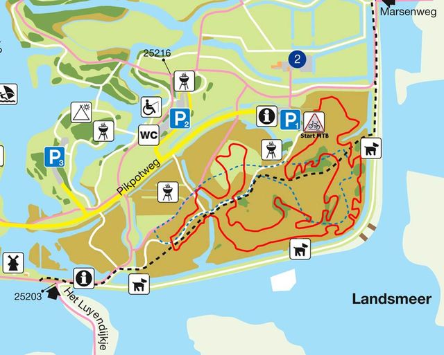 Routekaart van de mountainbikeroute De Zanddijk