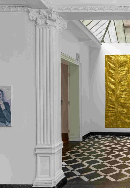 Marres interior exhibition yellow canvas