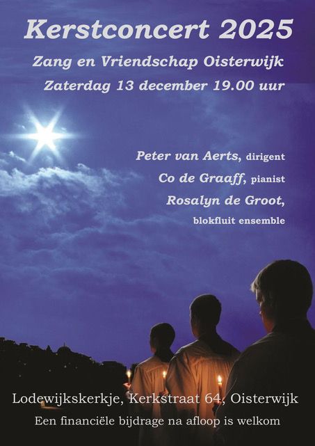 Sfeervolle aankondiging van het kerstconcert.