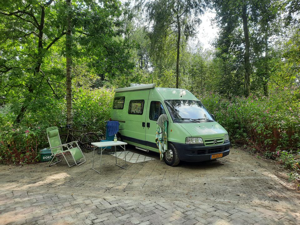 camperplekje in het groen