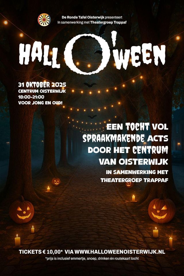Affiche met centrum in Oisterwijk in duistere, donkere sfeer en datum en tijden