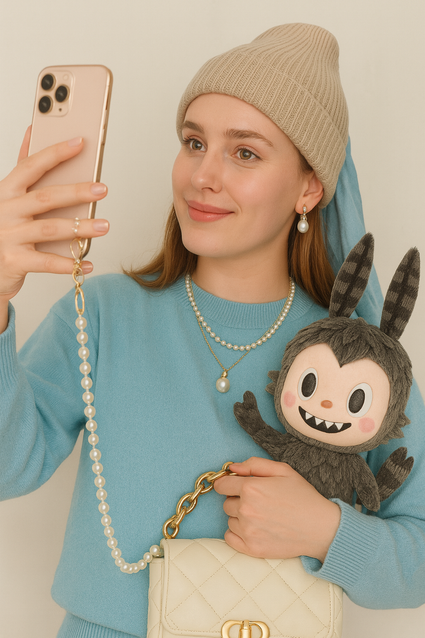 Modern Meisje met de parel als influencer