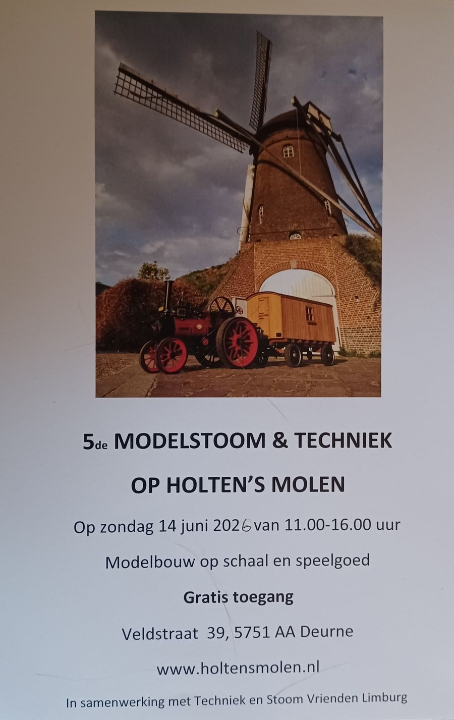 Affiche Stoom en oude techniek bij Holten's Molen