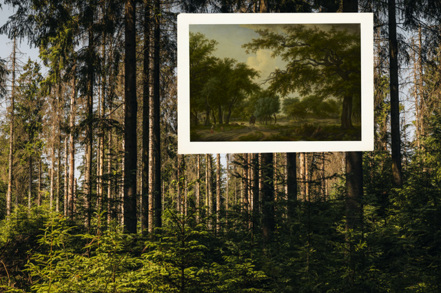 EEn schilderij van Egbert van Drielst in het bos