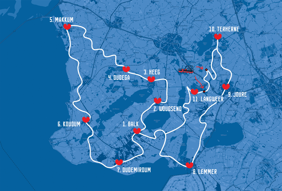 Kaart van de Elfdorpenroute.