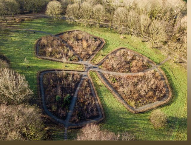 Een drone foto van het Irenebos.