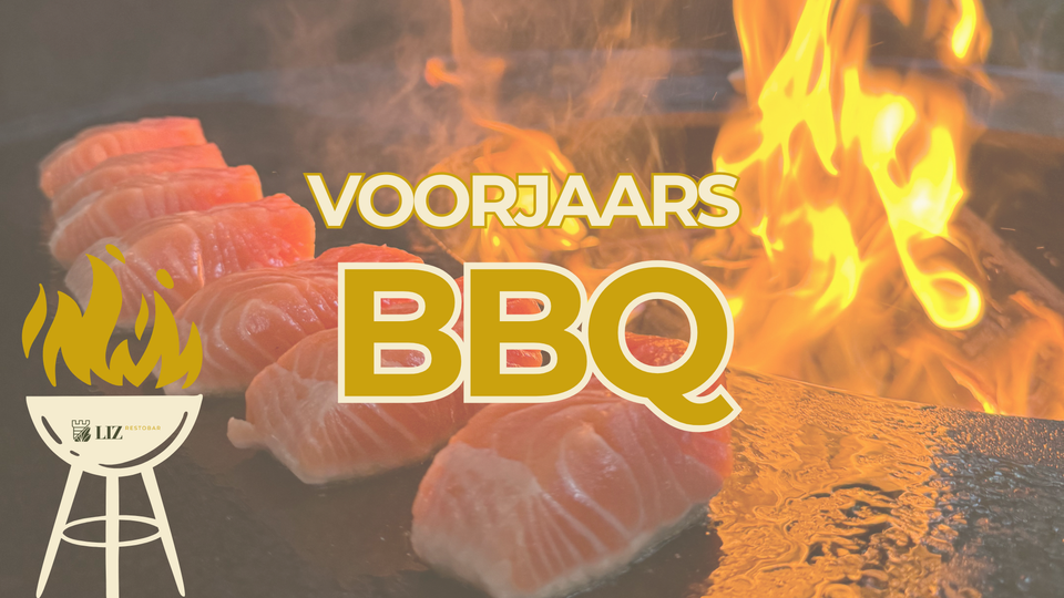 Een BBQ met eten en vuur