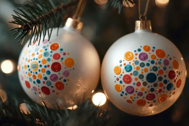 Stippen op Kerstballen (glazen ballen)