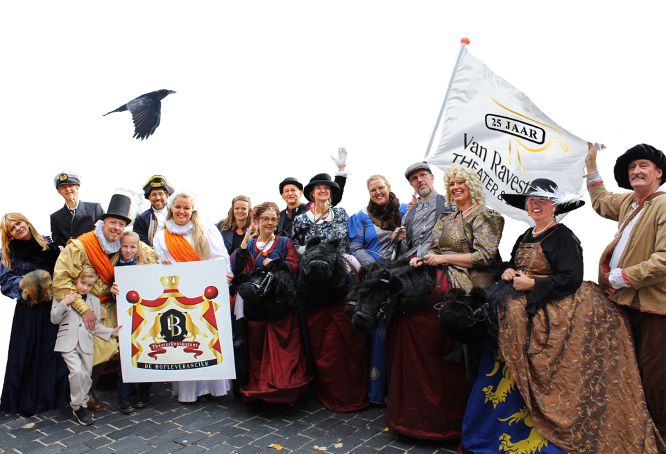 Het gezelschap dat de dinervoorstellingen verzorgt in De Hofleverancier.