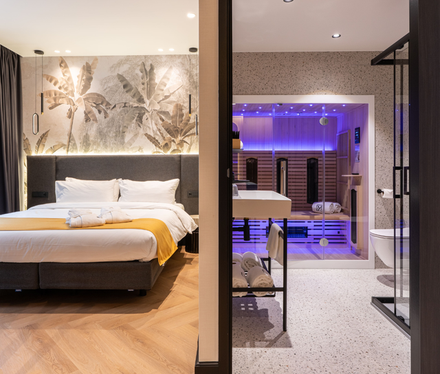 De indeling van de superior wellness is één van onze bijzonderste. Na een avontuurlijke dag in Meppel kun je namelijk ultiem tot rust komen in de infraroodsauna!