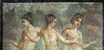 De drie Gratiën op een fresco uit Pompeii.