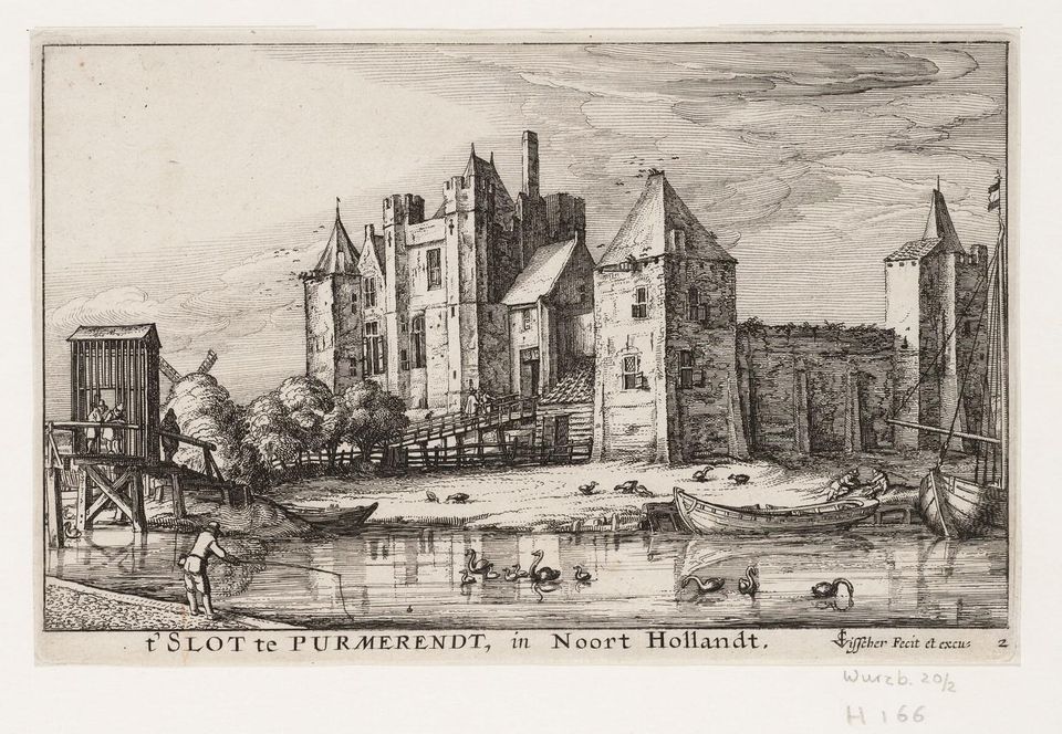 Een tekening van Slot Purmerstein