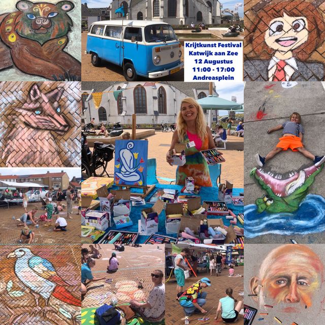 Poster van het Krijtkunstfestival in Katwijk