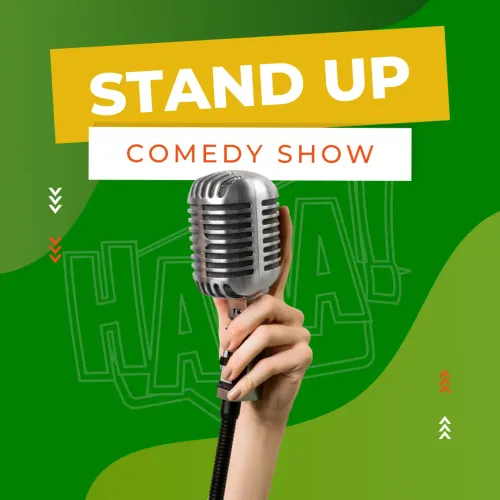 Poster voor een stand-up comedy show in de Groene Zwaan