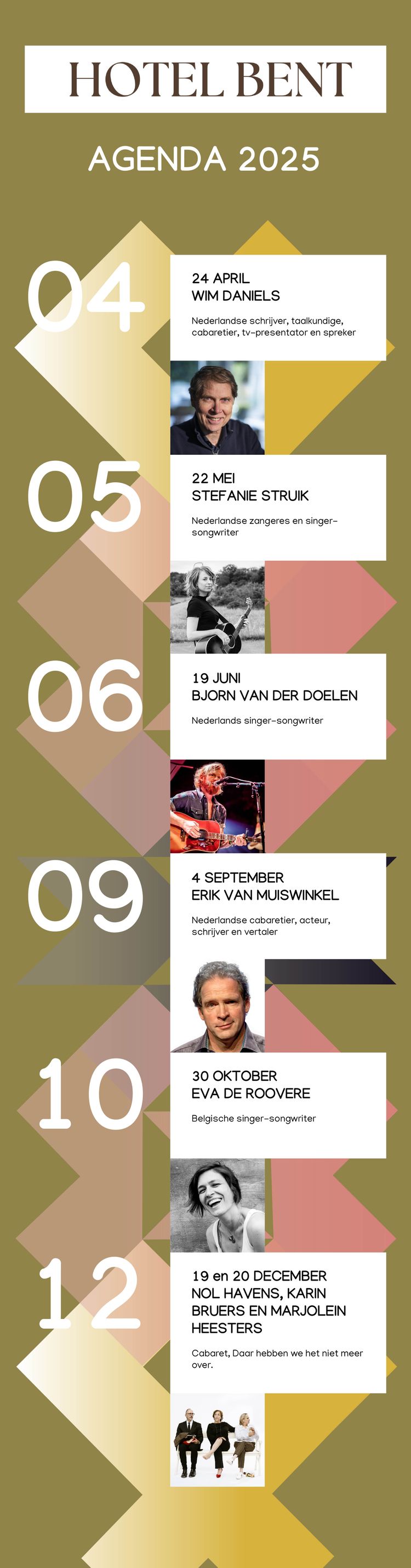 Foto van de agenda van Hotel Bent met op 4 september 2025 van Erik van Muiswinkel