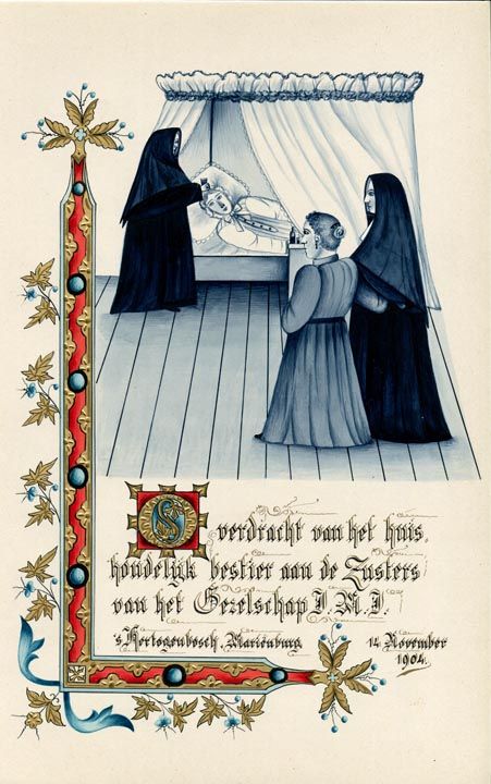 Prent verzorging van ouderen