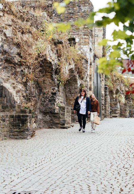 Walking along city walls in Maastricht