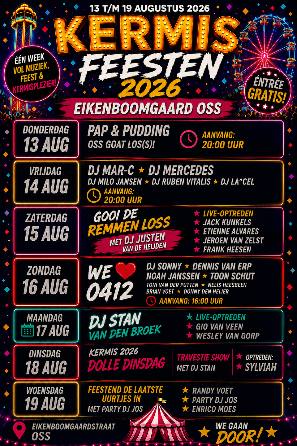 Poster kermisfeesten eikenboomgaard oss